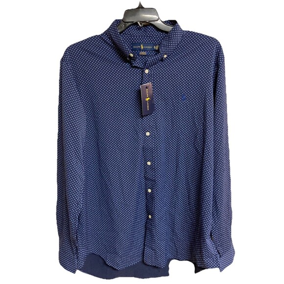 Men's Ralph Lauren Classic Fit Performance Shirt LS Buttonup Blue Size XL NWT - Picture 1 of 7